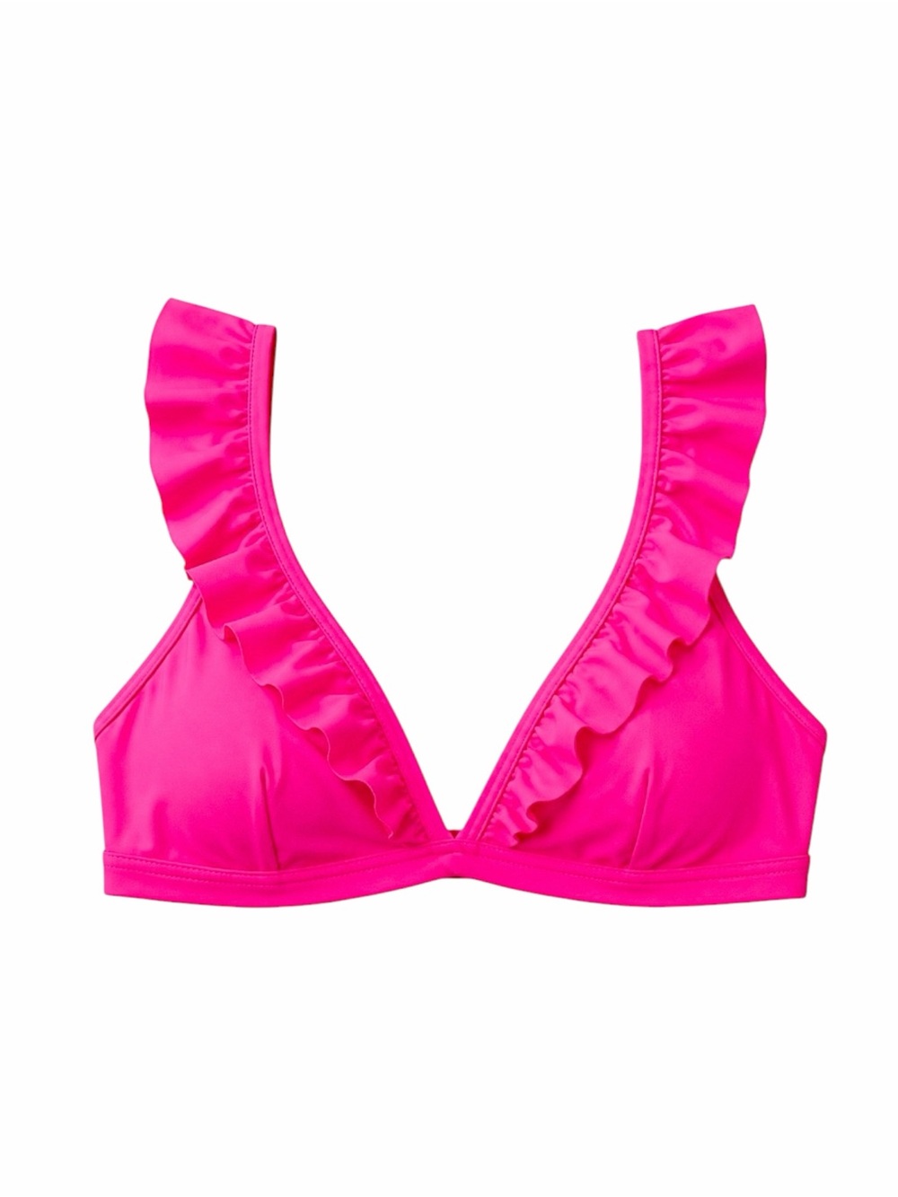 NWT – Cupshe – Australia Allure Ruffled V-Neck Bikini Top – Hot Pink – Sz. S